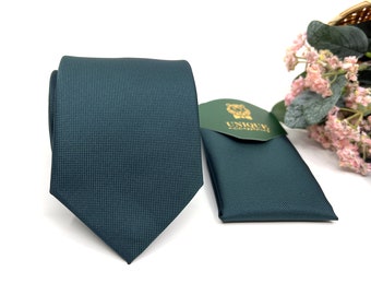 Dark teal green necktie, Teal green formal tie, Wedding tie, Groom necktie, Mens necktie, Same Matching Pocket Square