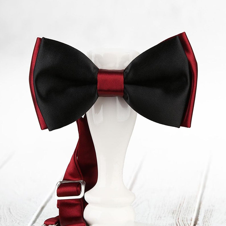 Baby Boys Kids Bow tie for boys Groom bow tie Groomsmen bow tie Black and Burgundy Men Bows Wedding bow tie Bow ties for men