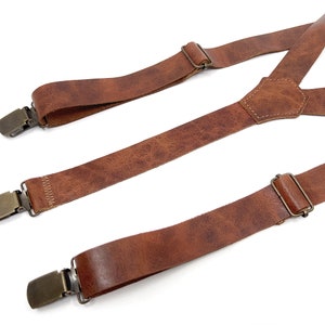 Groomsmen Gift Groomsmen Suspenders for Best Man Gift Grooms Suspenders Wedding Suspenders Genuine Leather, Leather Bow tie image 4