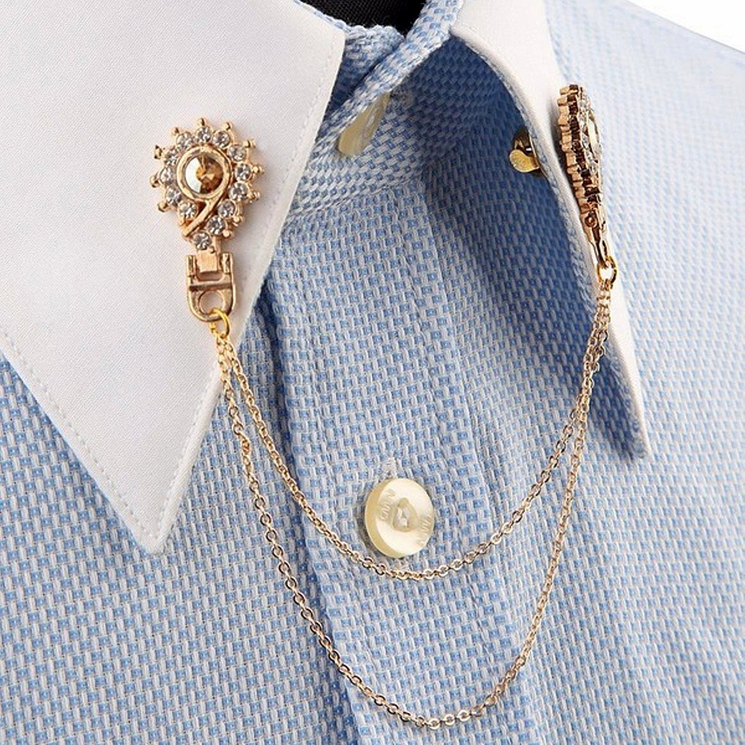 Chain Brooch White Natural Stone Collar Pin Shirt Collar - Etsy