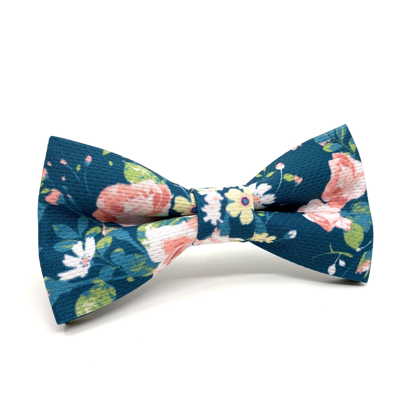 Teal Green Bow Tie Pink Floral Bow Tie Bow Ties for Men Bow - Etsy