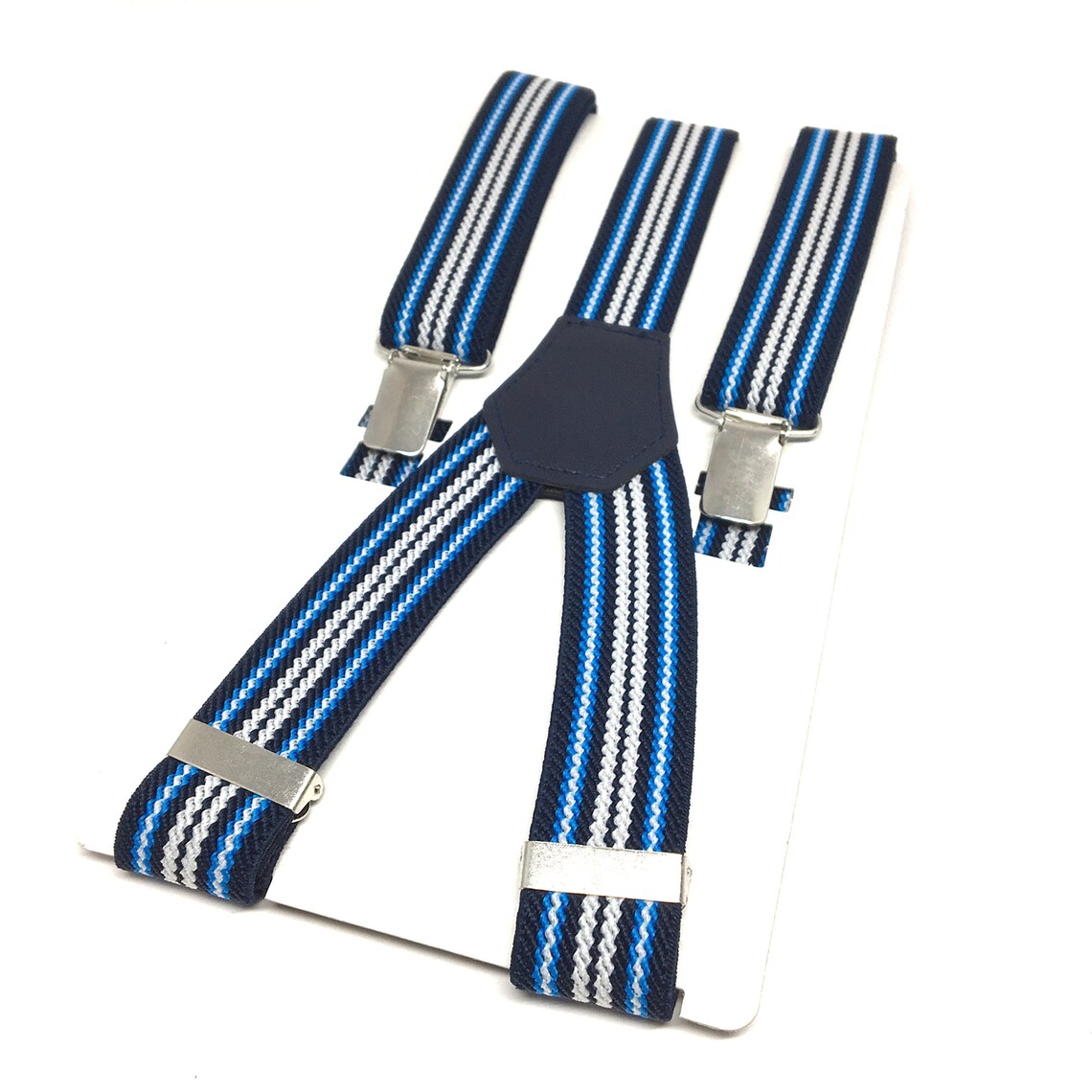 Navy Blue Suspenders Groomsmen Suspenders Navy Leather Etsy