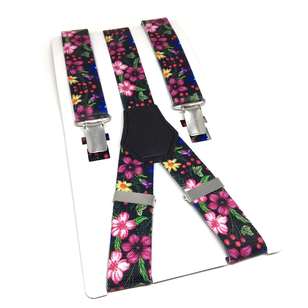 Floral Suspenders Fuchsia Floral Suspenders Wedding Etsy