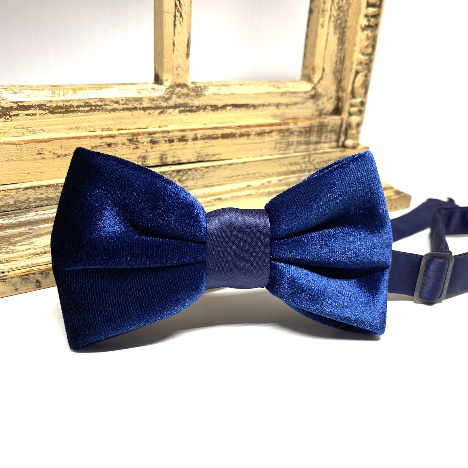 Navy Velvet Bow Tie Navy Blue Bow Ties Groom Bow Tie Etsy