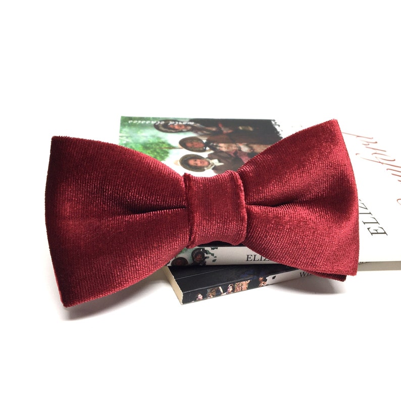 Burgundy Velvet Bow Tie Burgundy Bow Tie Groom Bow Tie - Etsy