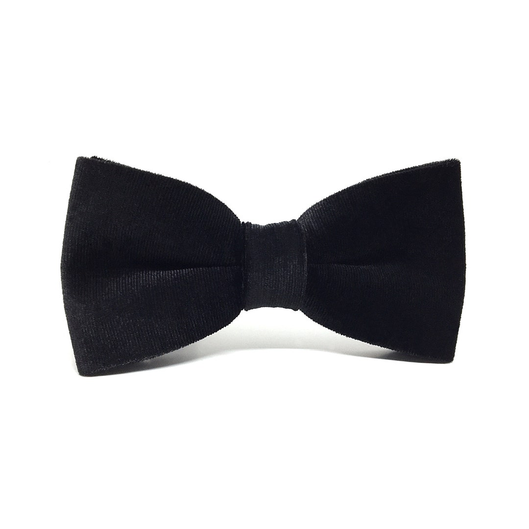 Black Velvet Bow Tie, Black Bow Tie, Groom Bow Tie, Wedding Bow Tie