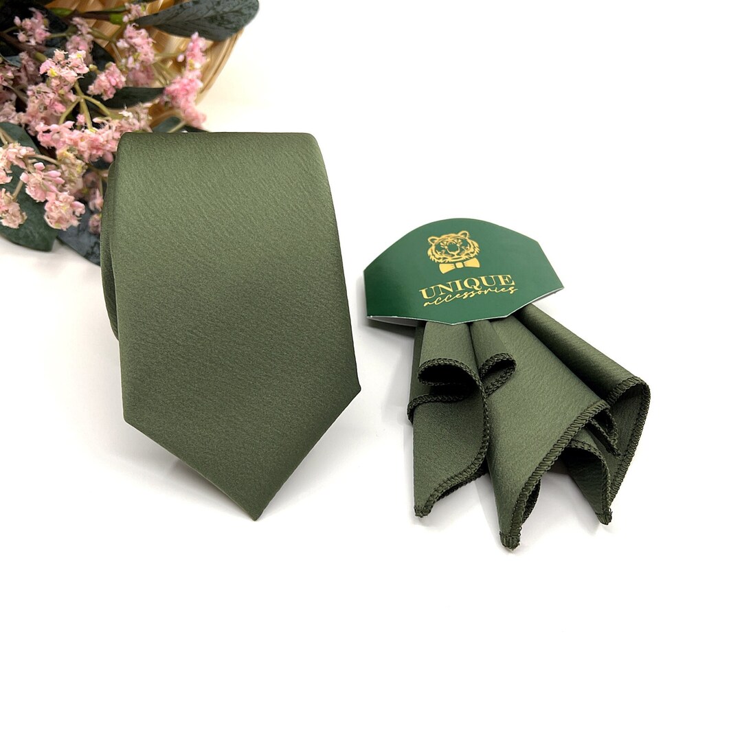Olive Green Necktie, Green Necktie, Wedding Neckties, Groom Necktie, Groomsmen Neckties