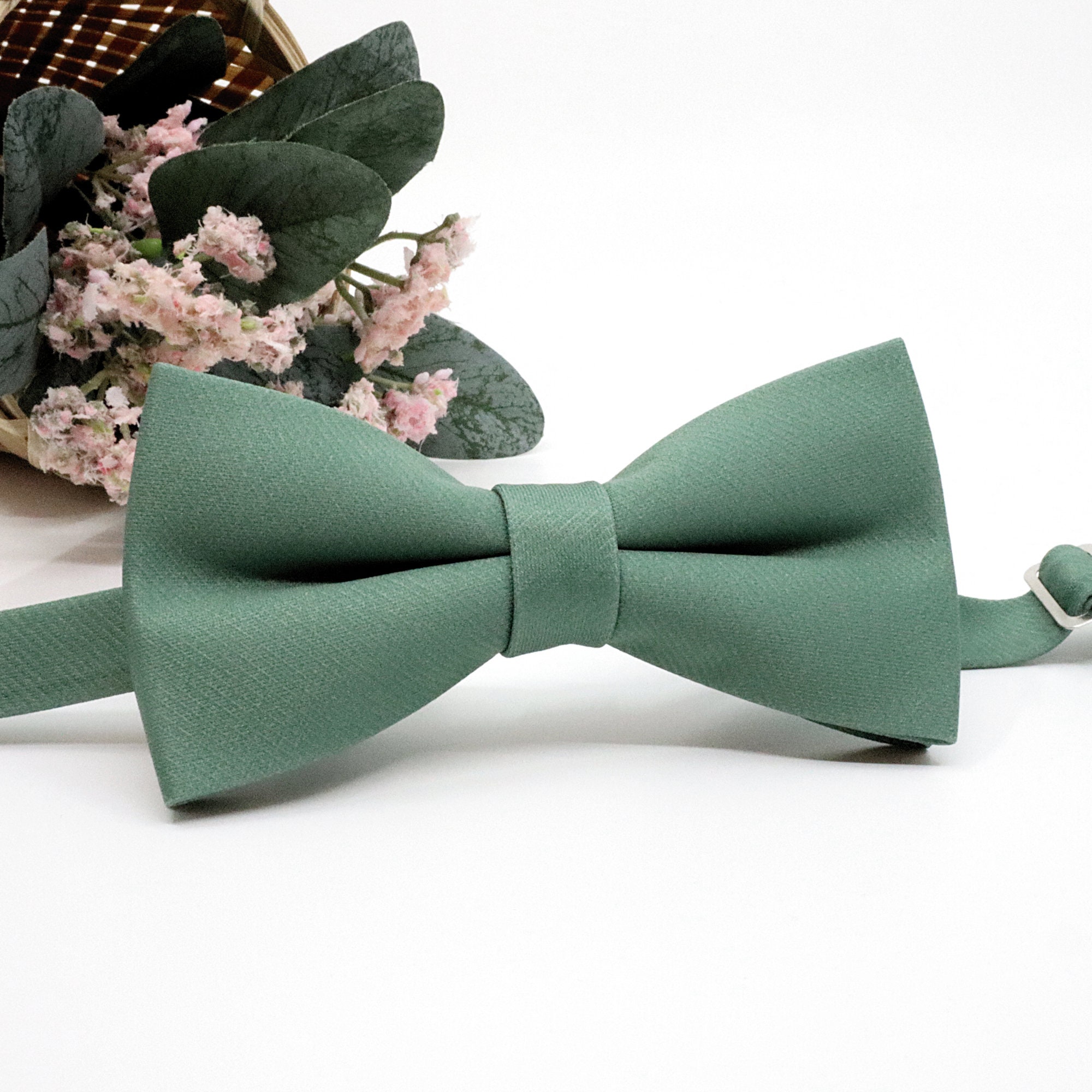 Dark Sage Green Bow Tie Sage Green Men Bow Tie Groom Bow Etsy
