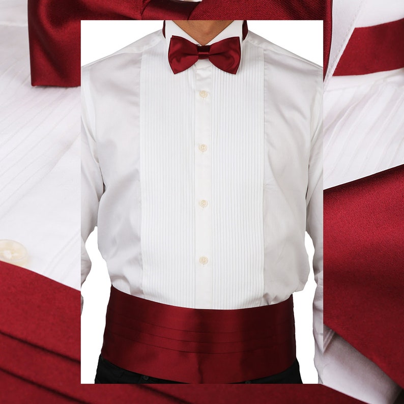 Mens Burgundy Silk Cummerbund Set Adjustable Belt and Tie With Etsy