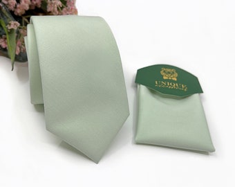 Cravate vert sauge poussiéreux, cravate pour homme, cravate vert sauge, cravate de garçons d'honneur, cravate de mariage, pochette de costume, mouchoir, cravate pour homme