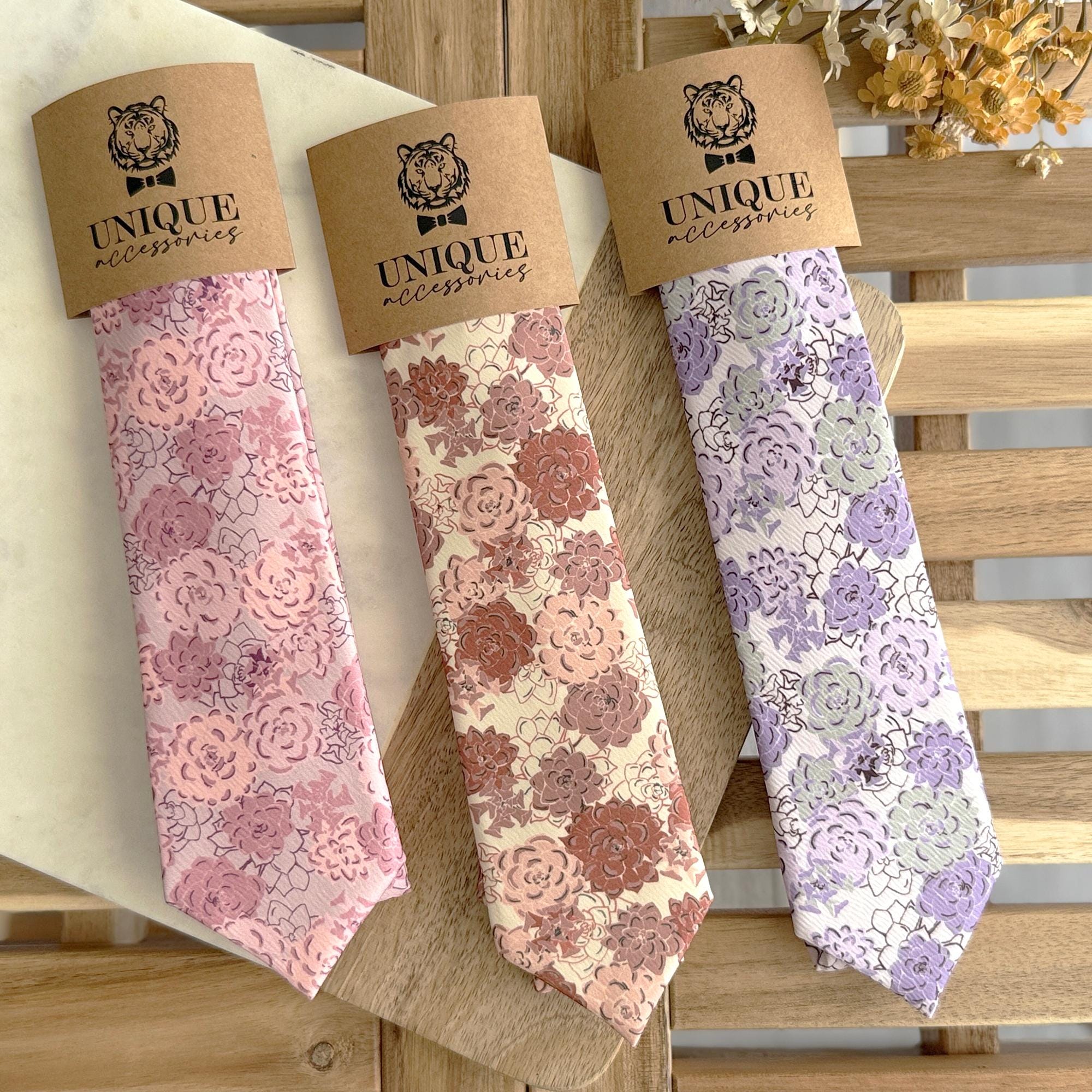 Lavender Floral Necktie & Pocket Square Set: Sage Green Wedding