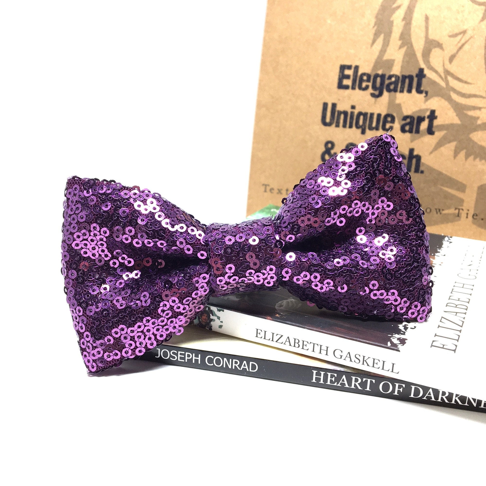 Purple Sequin Bow Tie Wedding Bow Tie Purple Bow Tie Pocket Etsy