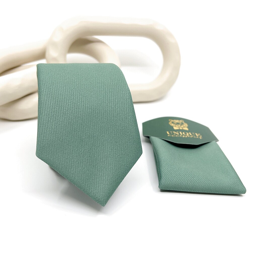 Sage Green Necktie, Dusty Sage Green Men Ties, Wedding Tie, Groom Necktie, Groomsmen Neckties