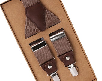 Cognac Suspenders, Groomsmen Suspenders, Leather Suspenders, Wedding Suspenders, Suspenders Men, Groom suspenders, Rustic Wedding