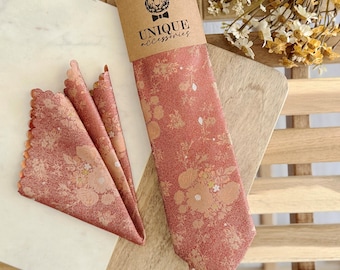 Burnt Orange Floral Wedding Tie: Terracotta Rust Flower Necktie