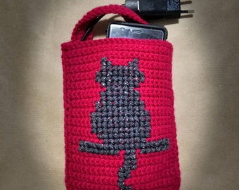 Handytasche Gehakelt Grau Etsy
