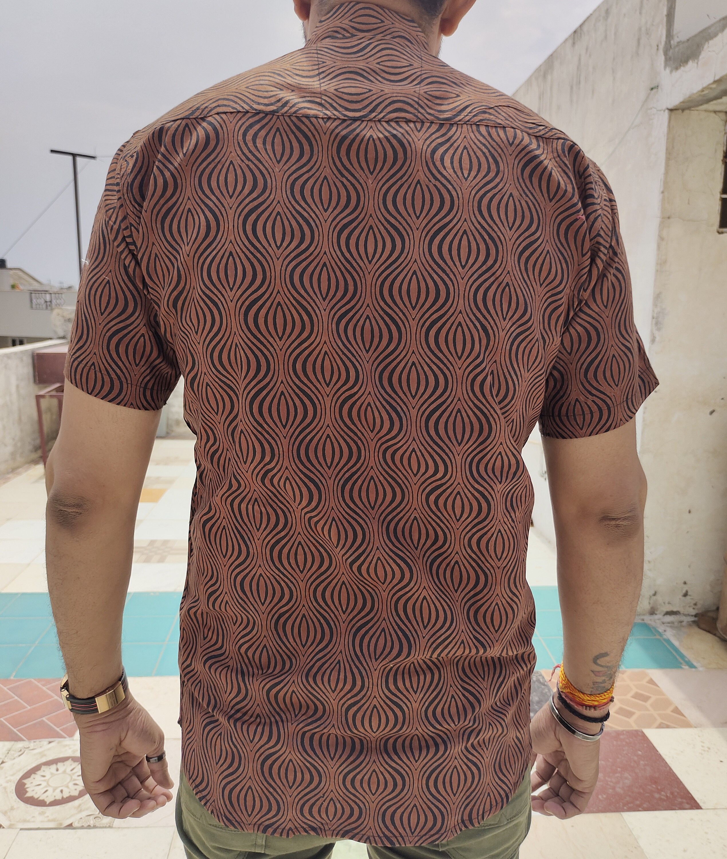 MENS COTTON Block Print Summer Shirt Formal Partywear Print Shirt