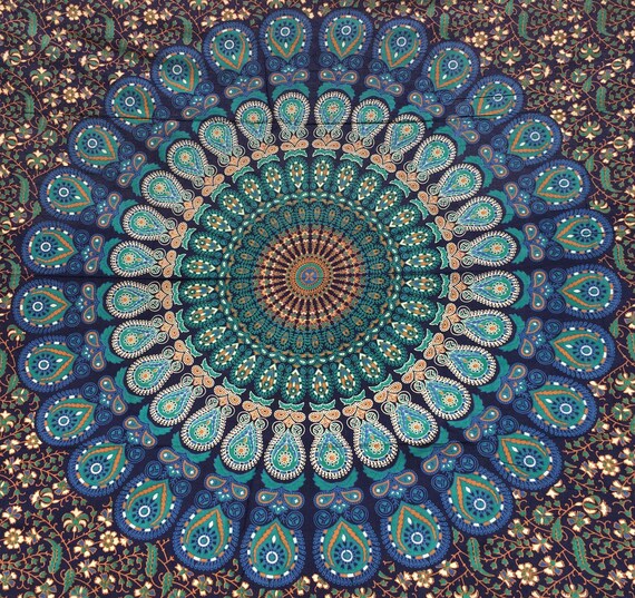 Boho Decor Tapestry Mandala Tapestry Wall Decor Cotton Fabric Handmade Print Bohemain Tapestry Sanganer Wood Block Print Tapestry