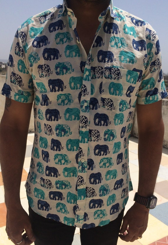 indian block print mens shirts