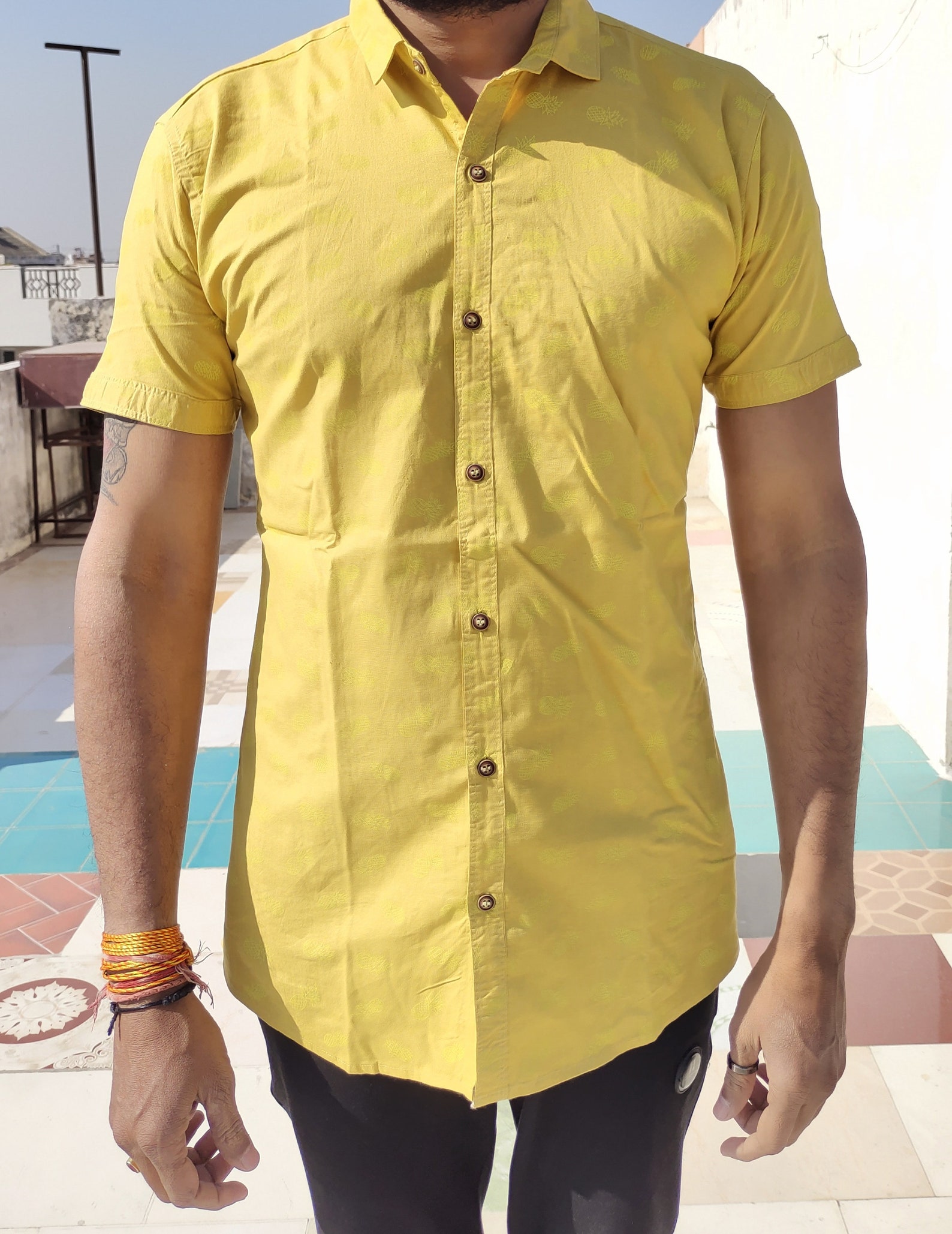 Hombres algodón media mangas camisa India bloque de mano Etsy España