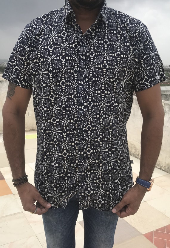 indian block print mens shirts