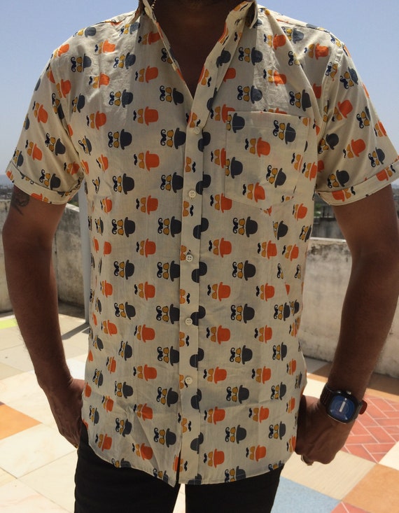 indian block print mens shirts