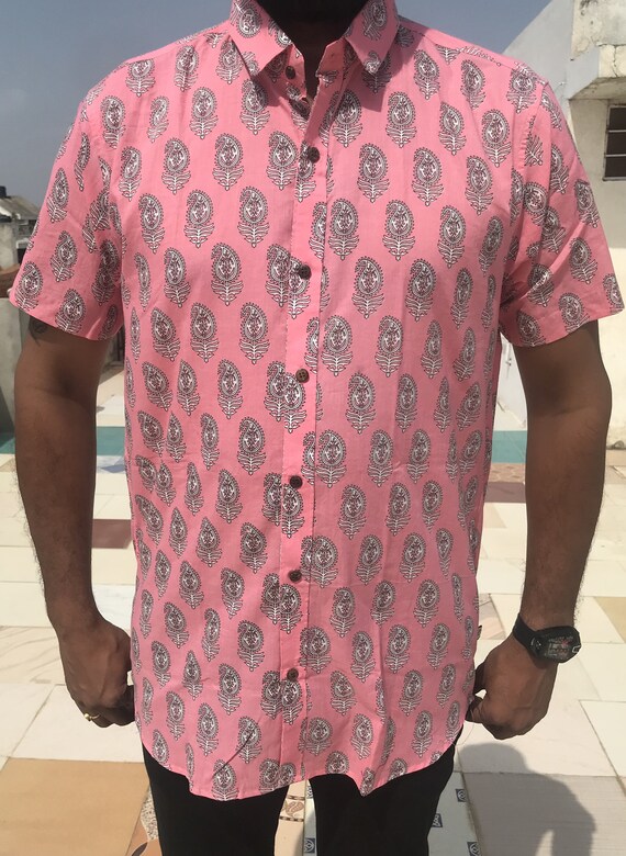 indian block print mens shirts