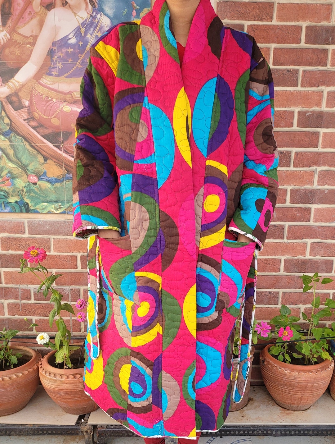 HANDMADE QUILTED JACKET. Women Bathrobe Kimono Long Jacket Etsy