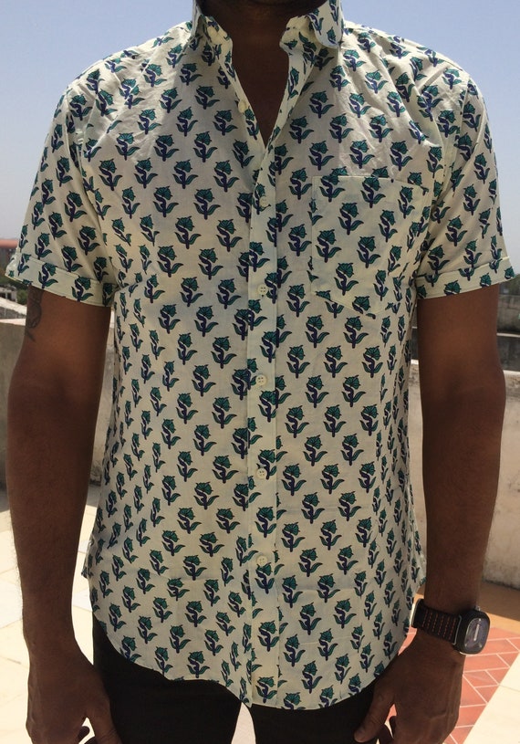 indian block print mens shirts