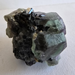Green Fluorite with Schorl Tourmaline-Erongo Namibia- Mineral and Metaphysical Specimen #4895