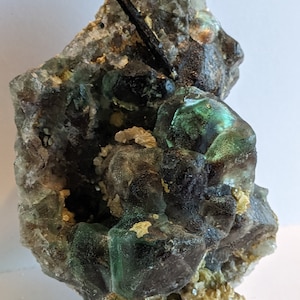 Green Fluorite with Schorl Tourmaline-Erongo Namibia- Mineral and Metaphysical Specimen # 2443
