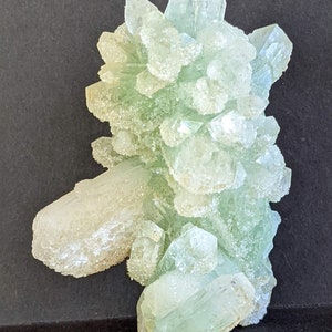 Attractive Green Apophyllite with Stilbite with Calcite Druse Crystal Cluster from India-Zeolite- Metaphysical and Mineral Specimen #6621