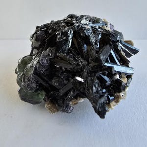 Green Fluorite with Schorl Tourmaline-Erongo Namibia- Mineral and Metaphysical Specimen #3960