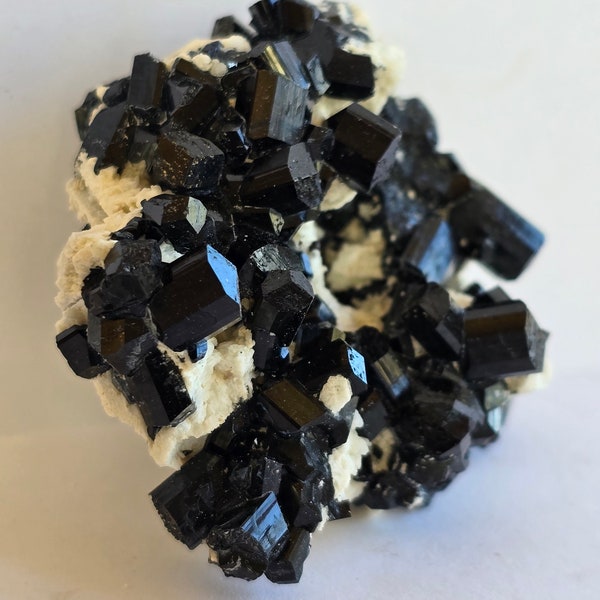 Eye catching Black Schorl Tourmaline Crystal Feldspar Erongo Namibia- Metaphysical Mineral Specimen #2892