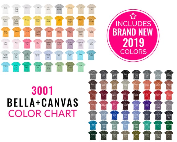 Bella Canvas T Shirt Color Chart