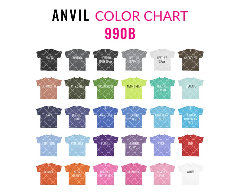 Download Anvil 990B Color Chart Mockup Anvil Mockup Every Color | Etsy