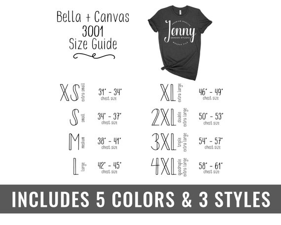 Bella Shirt Size Chart