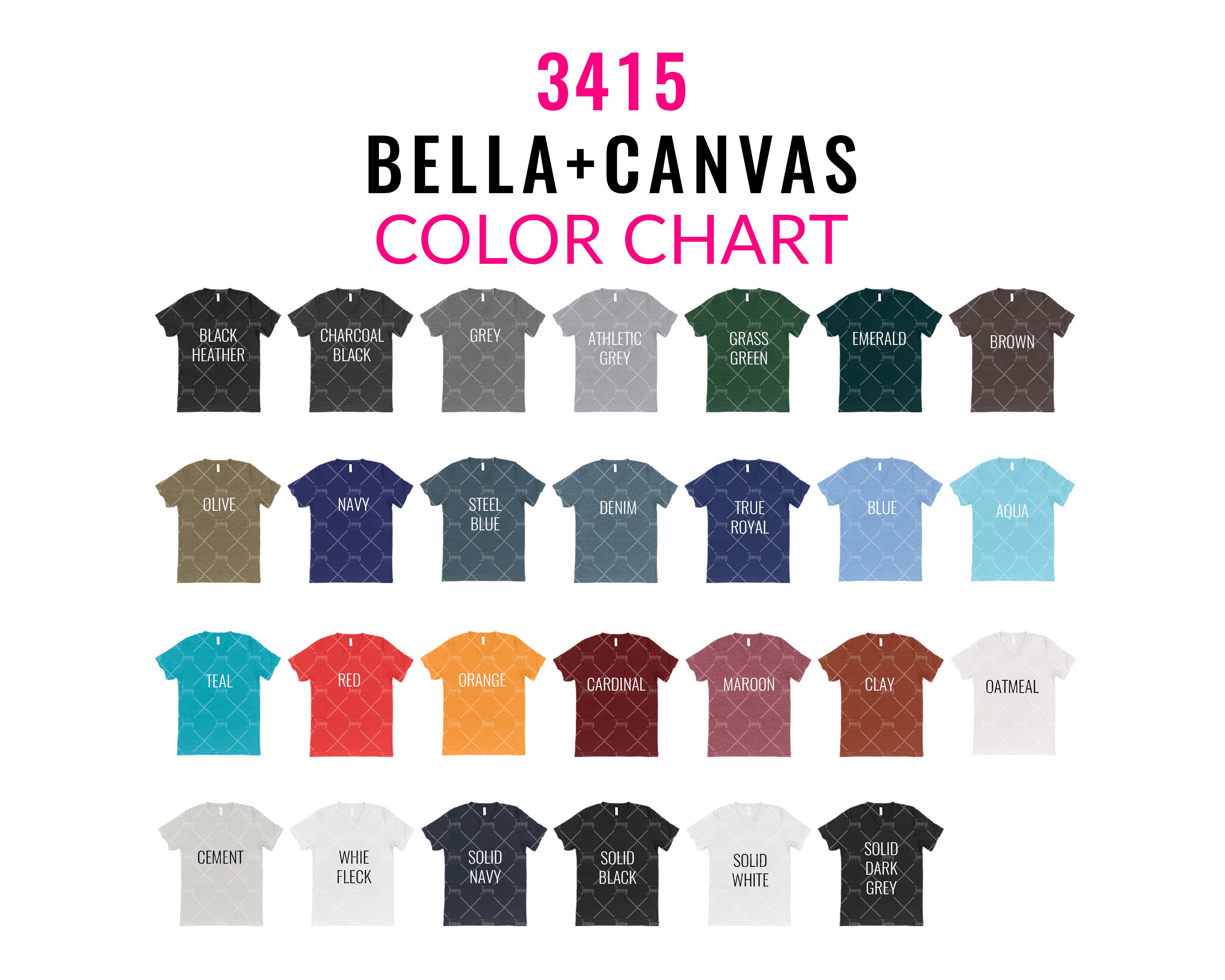 Bella Canvas 3415 Color Chart Mockup Bella Canvas Mockup Etsy