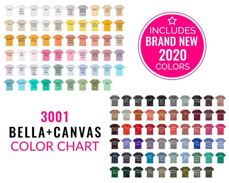 Download Bella Canvas 3001 Color Chart Mockup Bella Canvas Mockup ...
