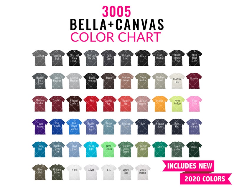 Download Bella Canvas 3005 Color Chart Mockup Bella Canvas Mockup ...