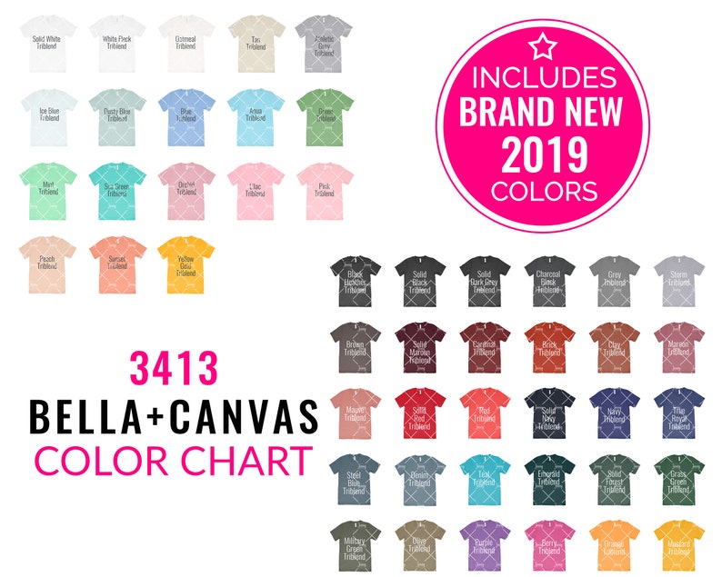 Download Bella Canvas 3413 Color Chart Mockup Bella Canvas Mockup ...
