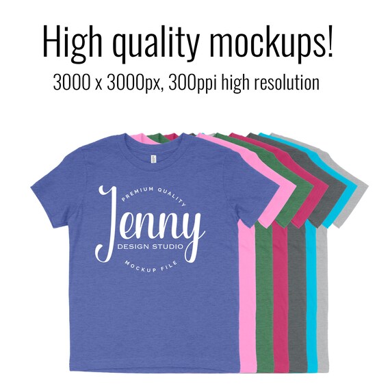 Bella Canvas 3001y Columbia Blue Heather Mockup Youth Bella Etsy