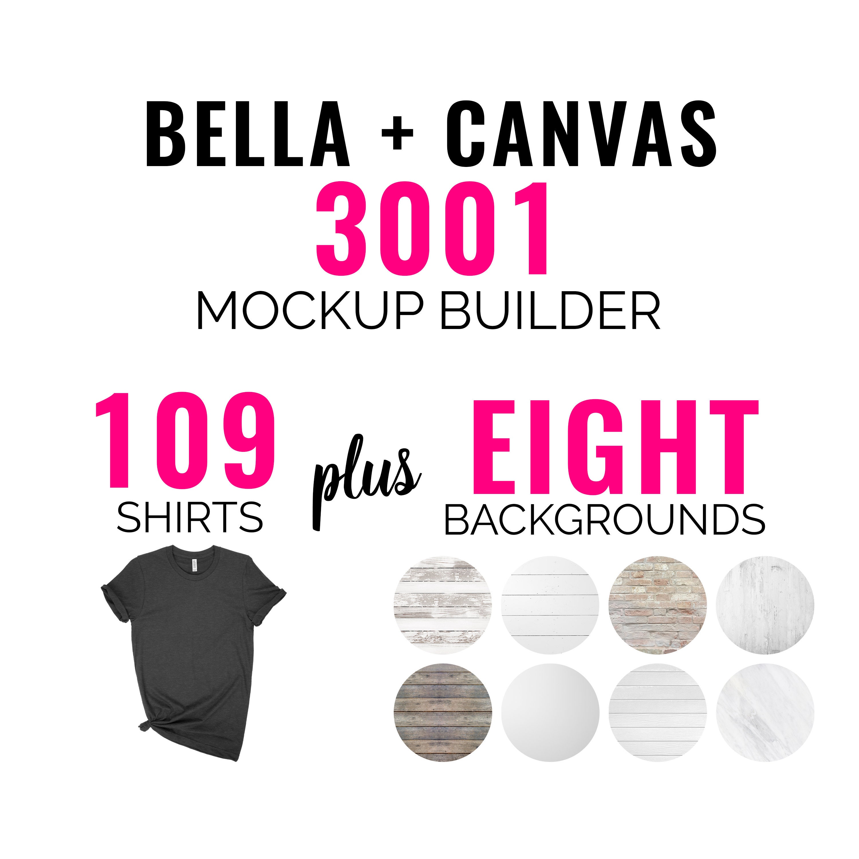 Bundle Bella 3001 Berry Unisex T-Shirt Mockup Photo Bundle Flatlay Photo Digital Photo