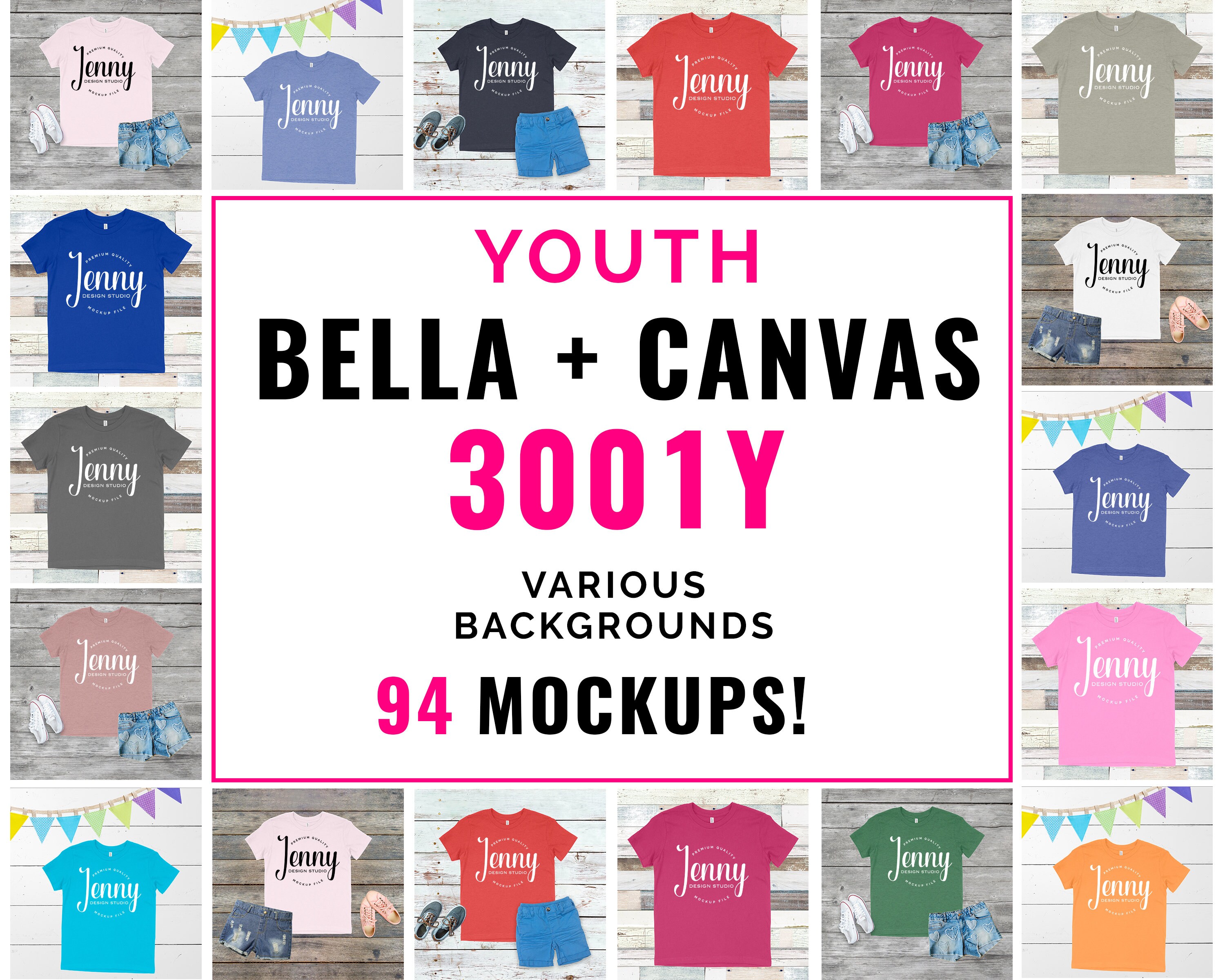 Bella Canvas 3001y Mockup Bundle Bella Canvas Bundle Bella Etsy