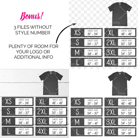 Bella Canvas Shirt Size Chart