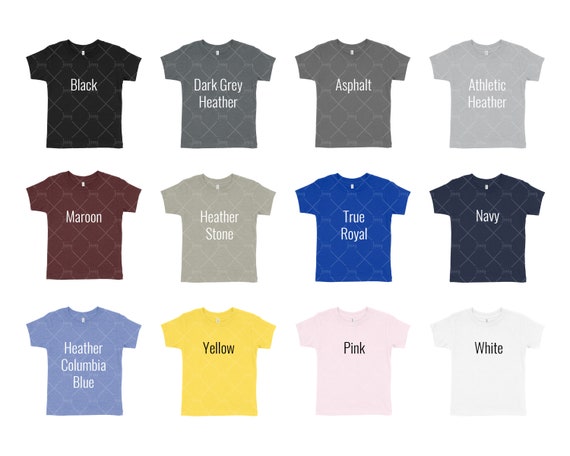 Bella T Shirt Color Chart