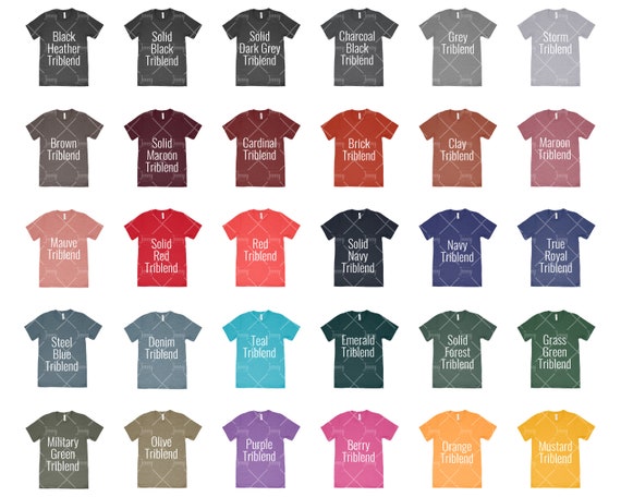 Bella Canvas V Neck Color Chart