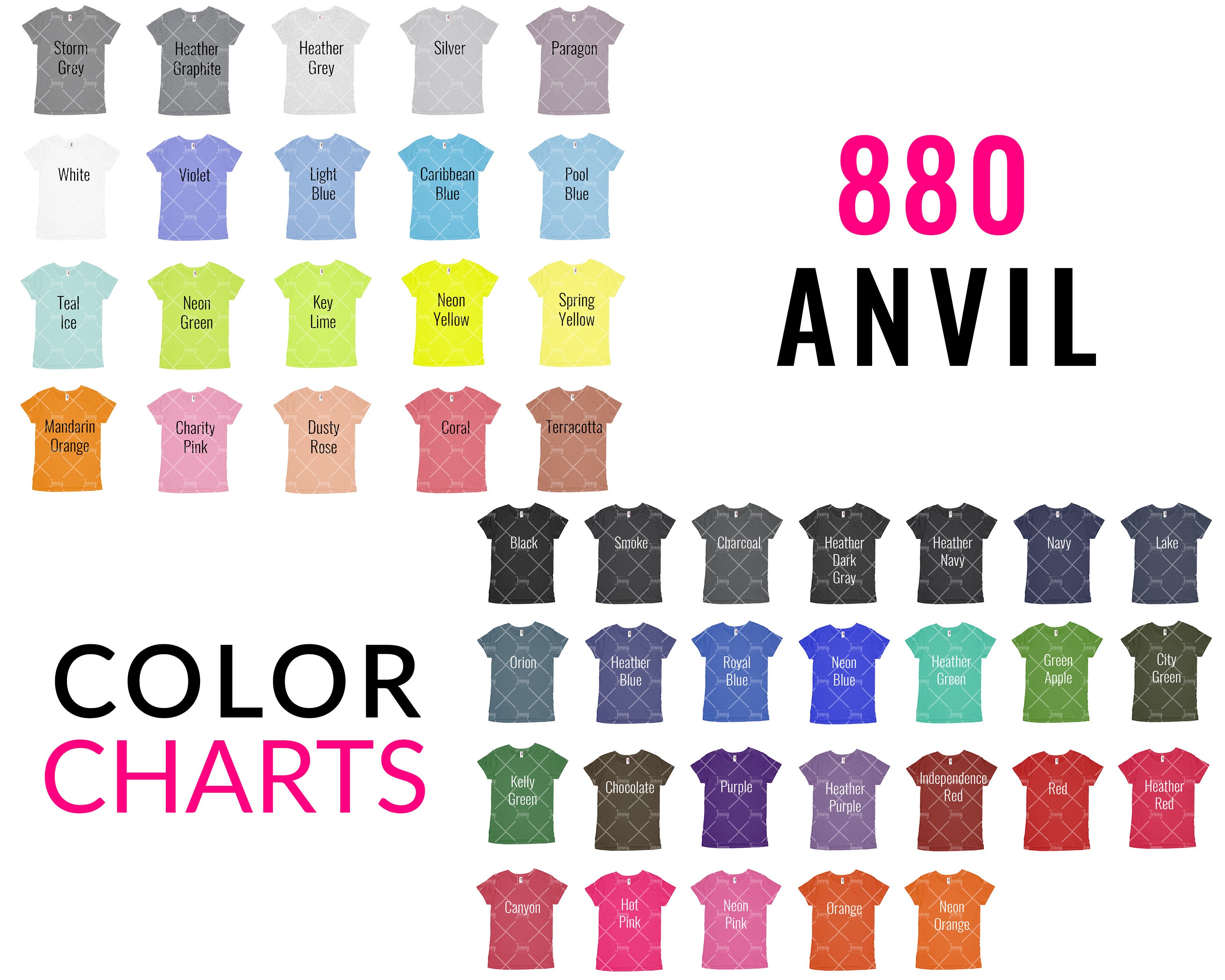 Download Anvil 880 Color Chart Mockup Anvil Mockup Every Color Etsy