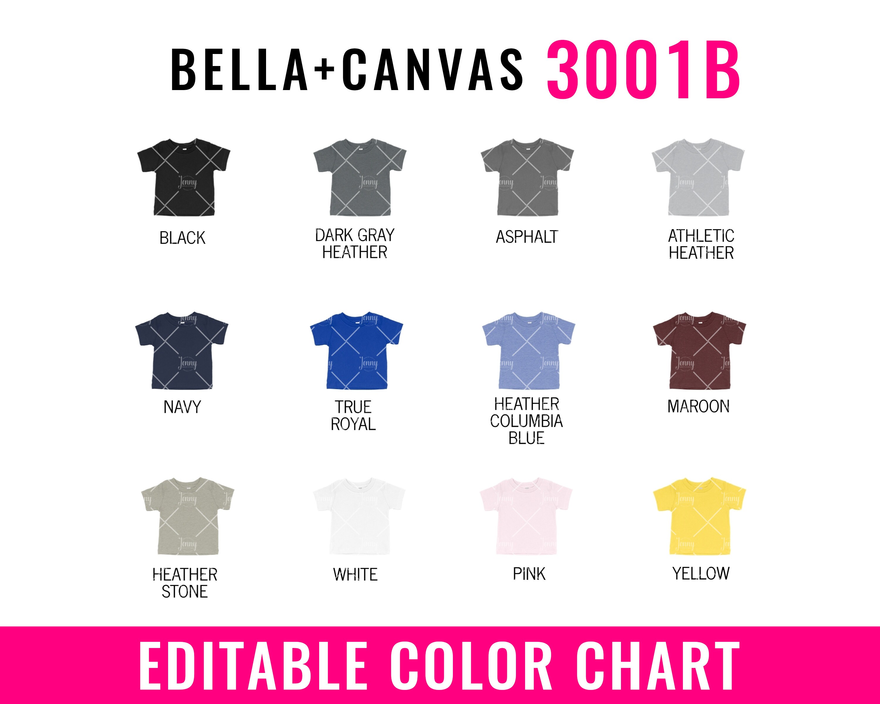 Download Bella Canvas 3001B Editable Color Chart Mockup Bella Canvas | Etsy