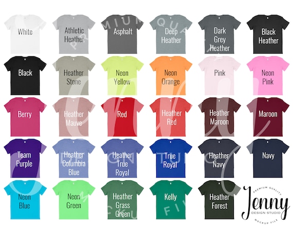 T Shirt Color Chart